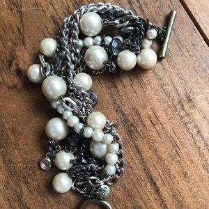 Loft Pearl and Silver Chain Bracelet
